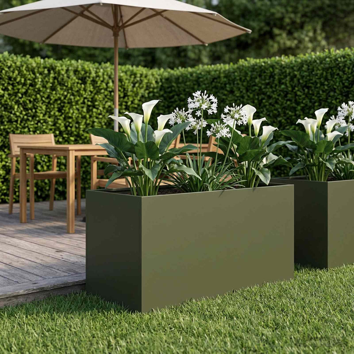 Macetero De Jardín Verde Oliva 80 X 50 X 50 Cm_1