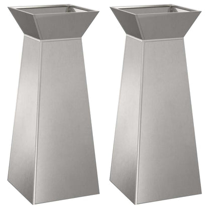 Maceta Pilar 2 Uds. Plateado 40 X 40 X 100 Cm Acero Inoxidable_0