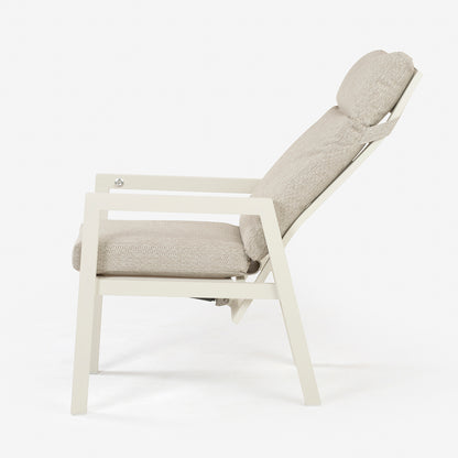 Conjunto De Sofás Para Jardín, Sofá 2 Plazas, Aluminio, Color Blanco Envejecido, Mesa:120x60x45cm Sillón:66x83x104 Cm Sofá:125x82x105 Cm Alto_5