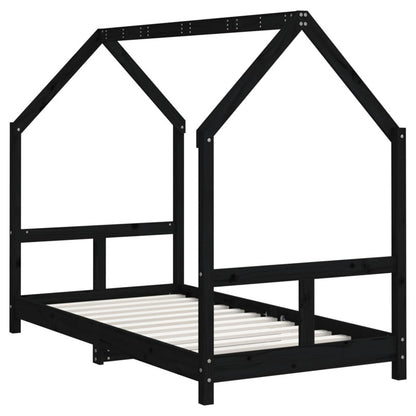 Vidaxl Estructura De Cama Para Niños Madera De Pino Negro 80x160 Cm_5