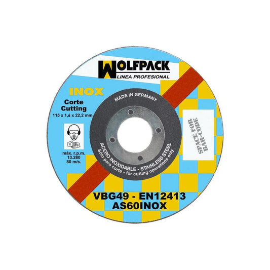 Disco Corte Abrasivo Inoxidable 115x1,6x22,2 Mm.