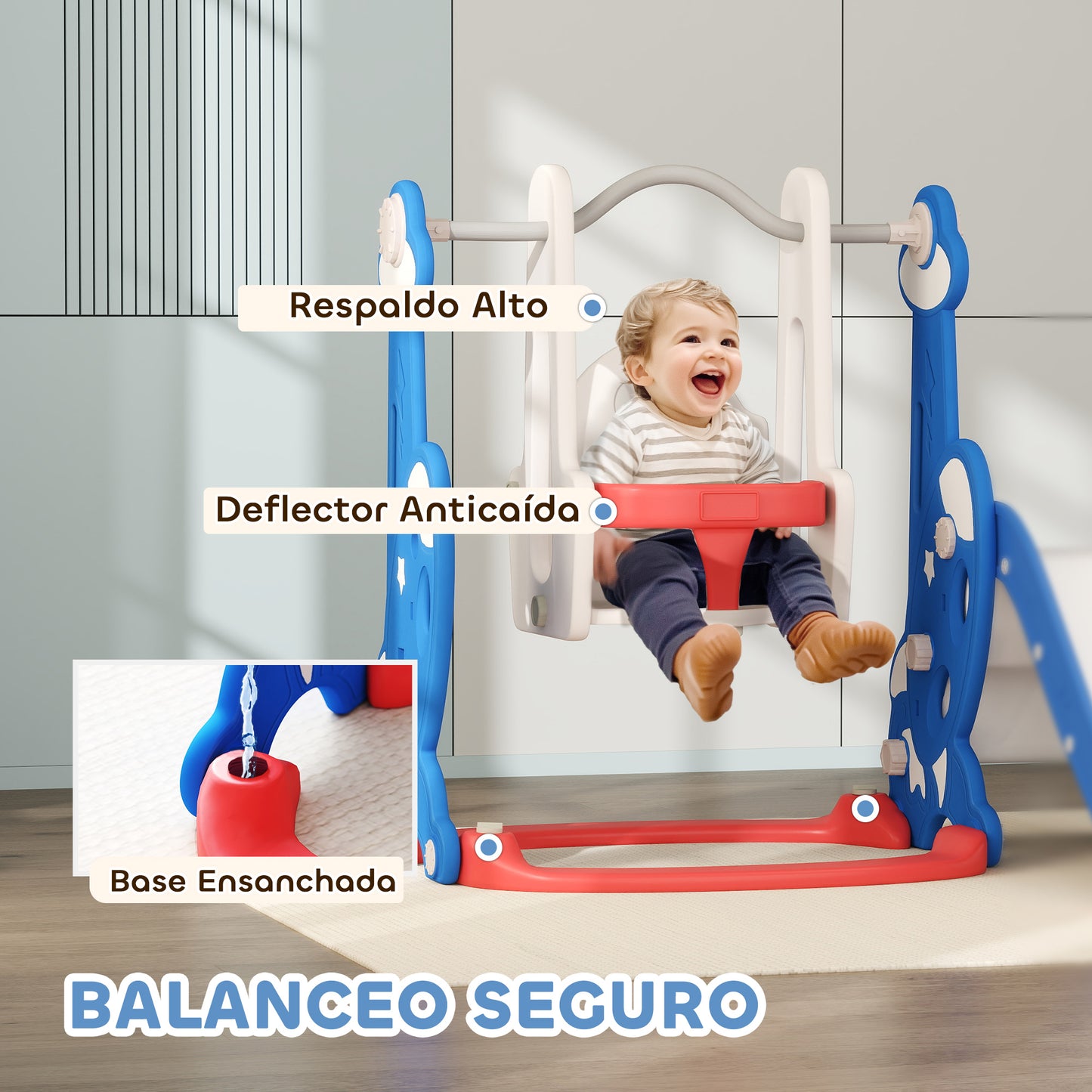 Aiyaplay Tobogán Infantil 4 En 1 Con Columpio Y Tobogán Para Interior Multicolor_5