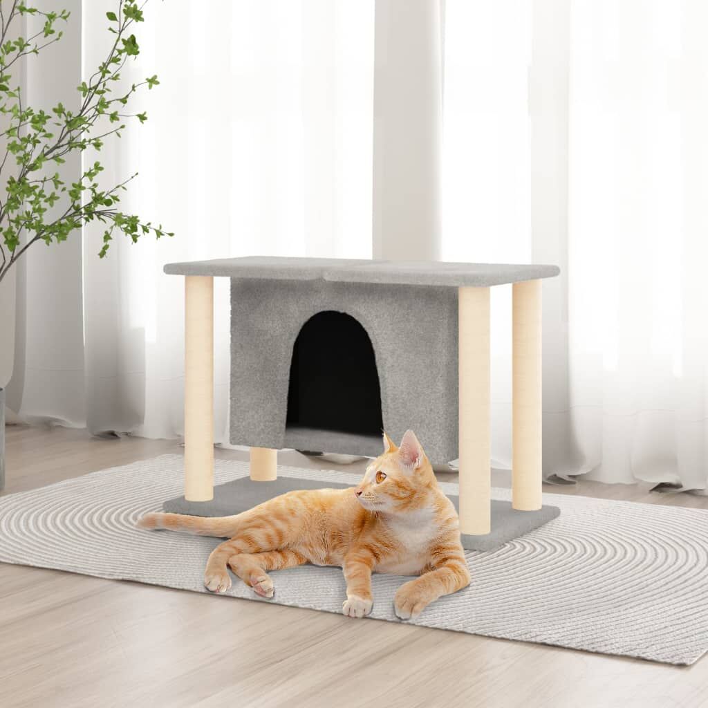 Vidaxl Rascador Para Gatos Con Postes De Sisal Gris Claro 190 Cm_1