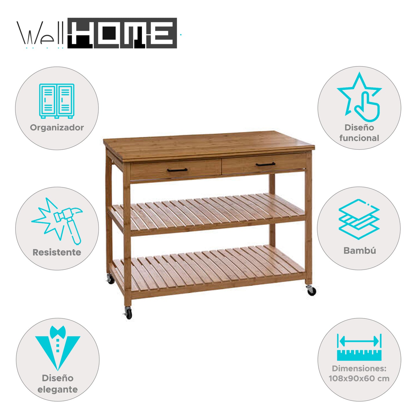 Well Home - Mueble Auxilar Isla De Bambú De 4 Niveles_1