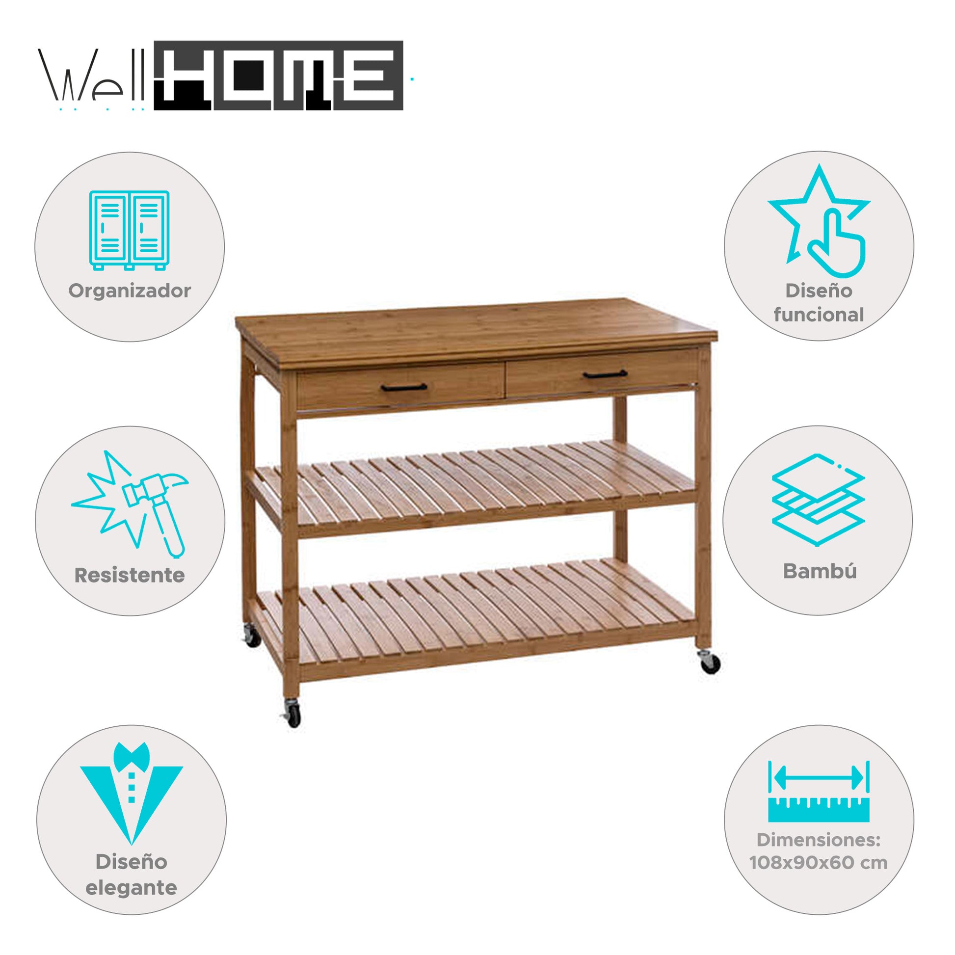 Well Home - Mueble Auxilar Isla De Bambú De 4 Niveles_1