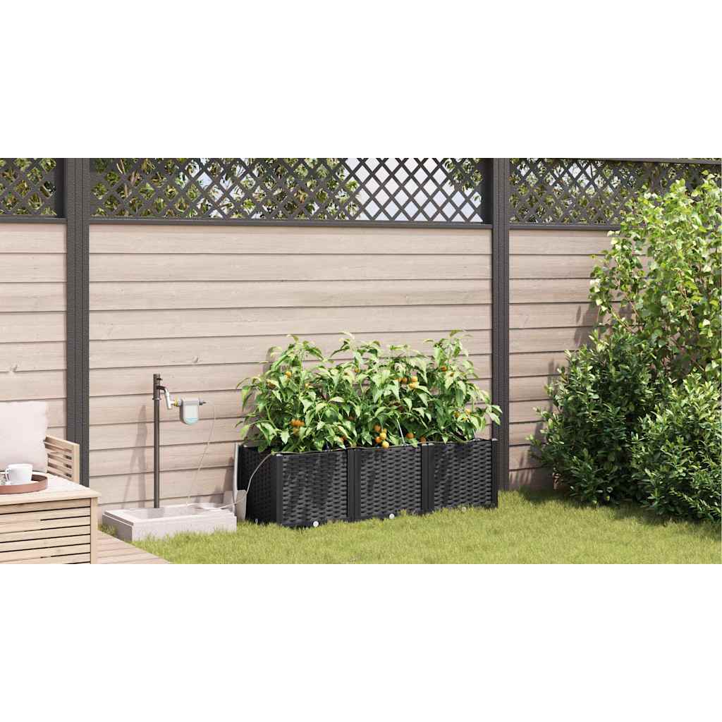 Macetero De Jardín 3 Uds. Negro 120 X 40 X 37,5 Cm Pp_3
