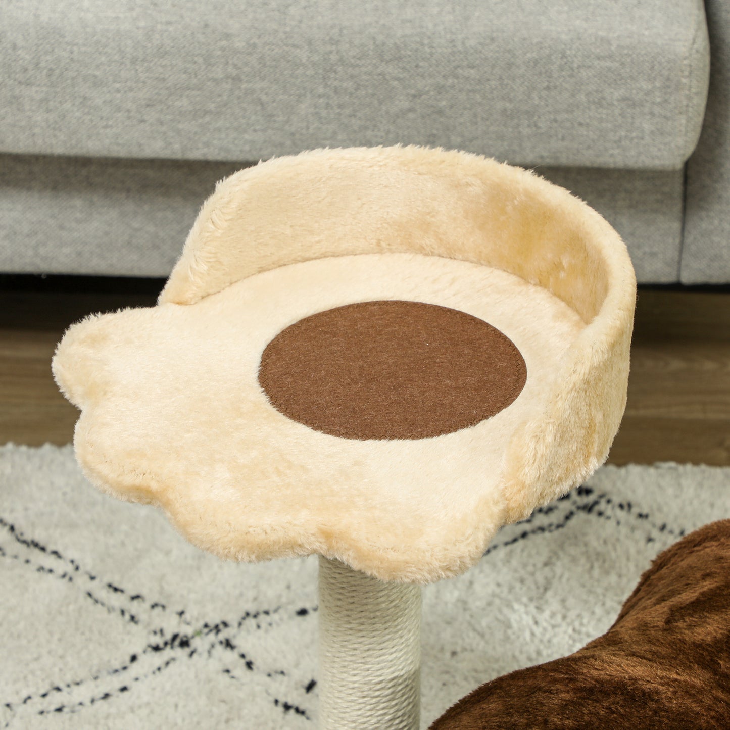 Pawhut Árbol Rascador Para Gatos Altura 47 Cm Con Túnel Marrón Oscuro_3