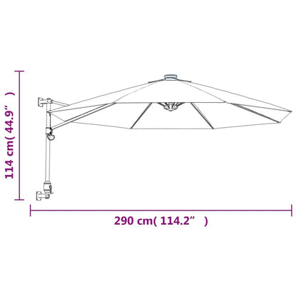 Vidaxl Sombrilla De Pared Con Led Rojo Brillante 290 Cm_2