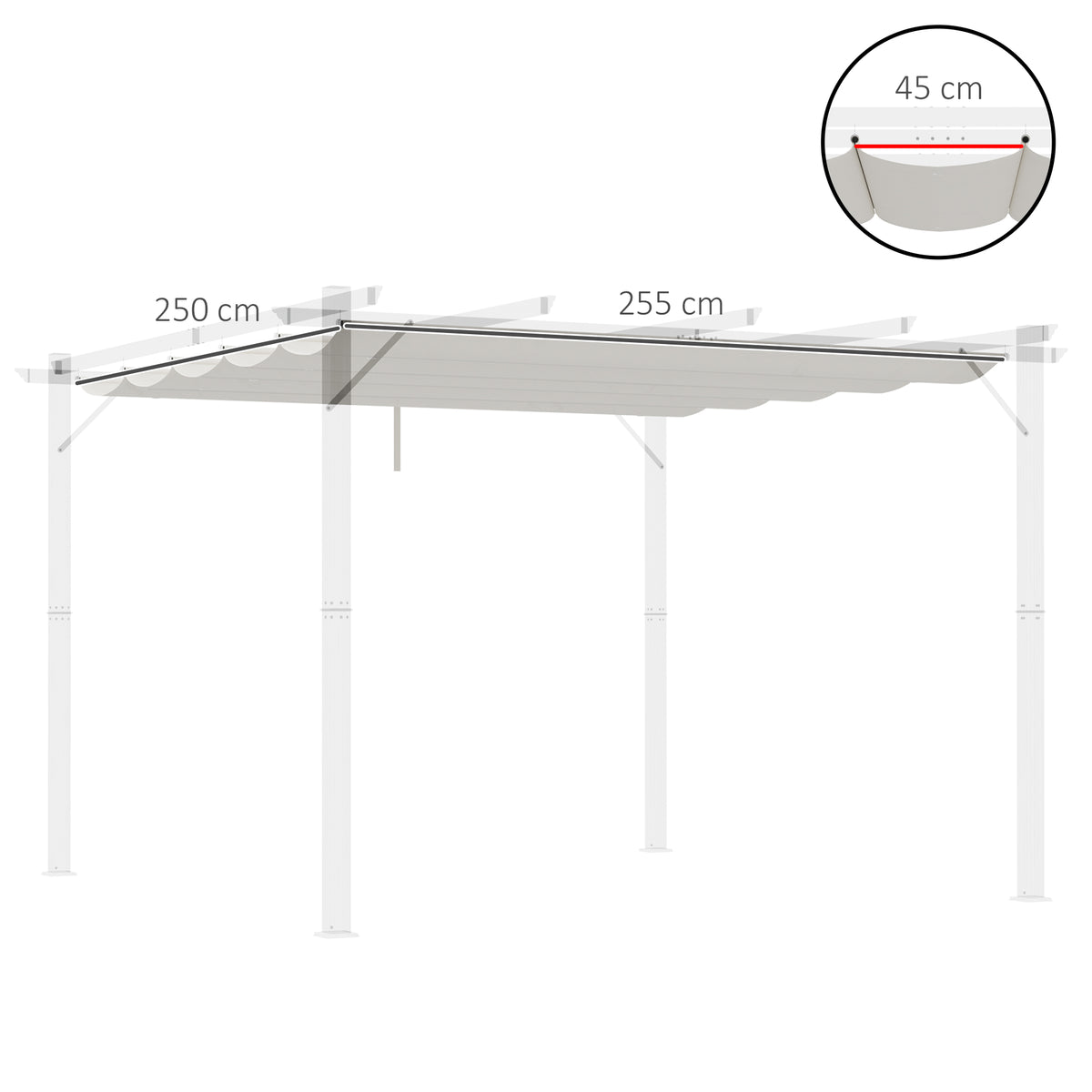 Cubierta Para Pérgola Outsunny Tela Poliéster Crema 250x255x6 Cm_2