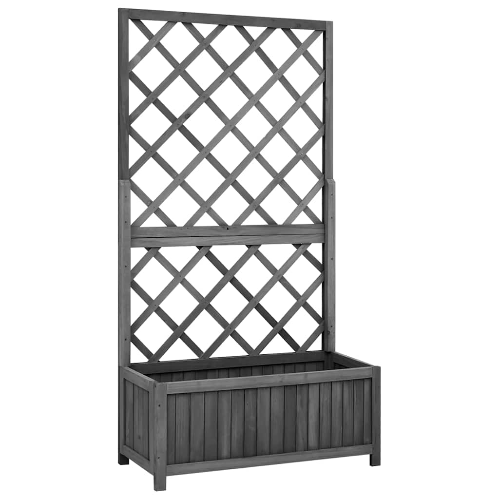 Jardinera Con Enrejado Negro 70x30x135 Cm Madera Maciza De Abeto_1