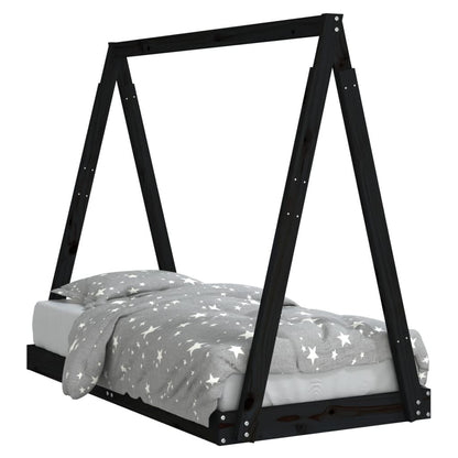 Vidaxl Estructura De Cama Para Niños Madera De Pino Negro 70x140 Cm_0