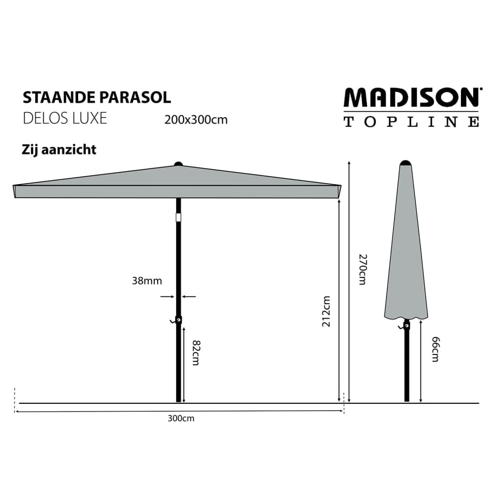 Madison Sombrilla De Jardín Delos Luxe Gris 300x200 Cm Pac5p014_2