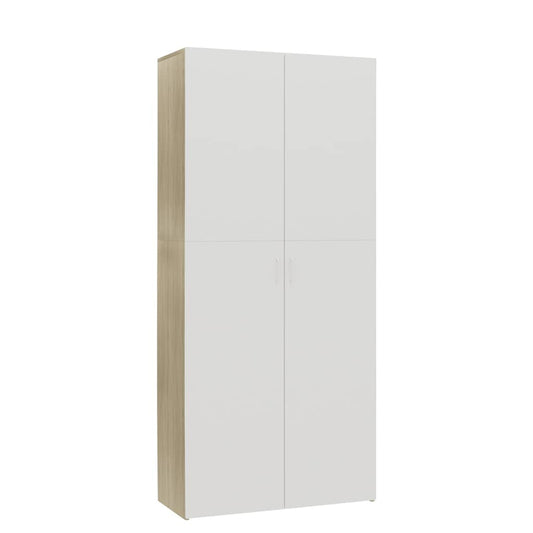 Vidaxl Mueble Zapatero Contrachapada Blanco Y Roble 80x35,5x180 Cm_0