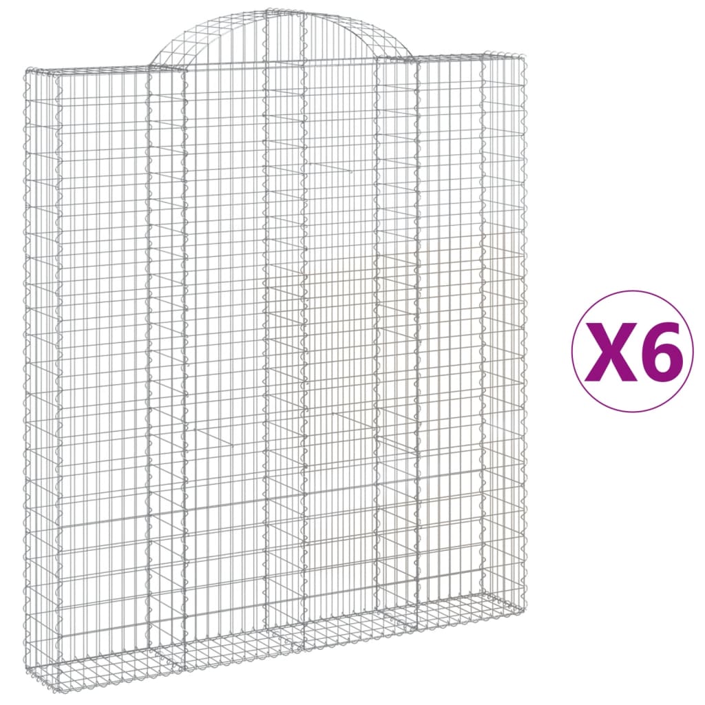 Cestas De Gaviones 6 Uds Forma De Arco Hierro 200x30x220/240 Cm_0