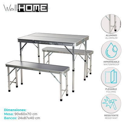 Well Home Juego De Pic-nic Para Camping Con Mesa Y 2 Bancos_1