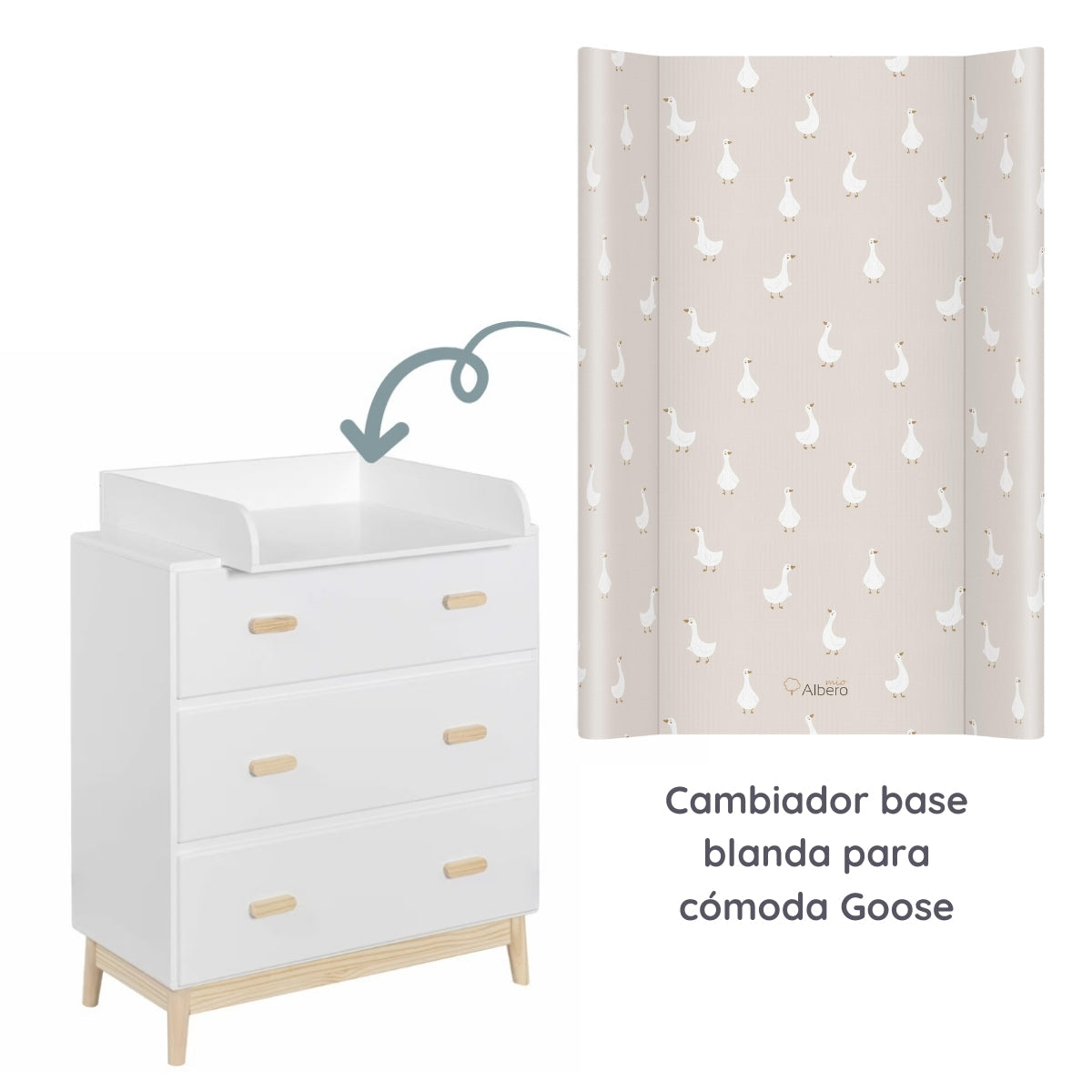 Cambiador Base Blanda Para Cómoda 70x47 Cm Goose_2
