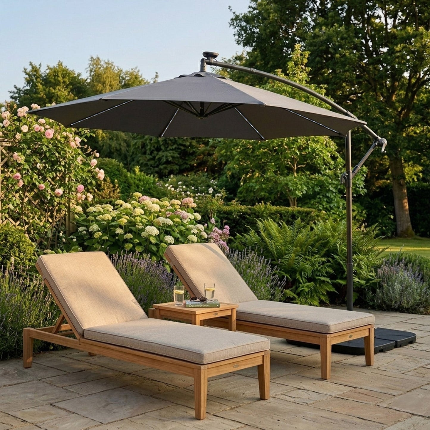 Parasol Excéntrico Led De 3 M – Gris_3
