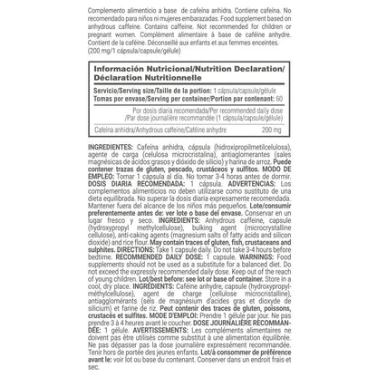 Cafeína Anhidra 200mg - 60 Cápsulas Vegetales - Aporta Energía - Masmusculo_4