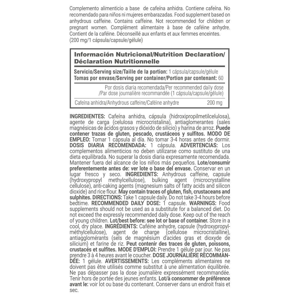 Cafeína Anhidra 200mg - 60 Cápsulas Vegetales - Aporta Energía - Masmusculo_5