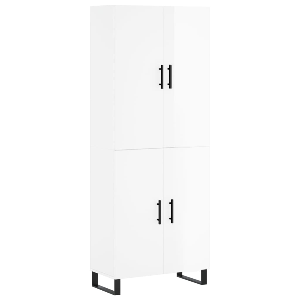 Aparador Alto Madera Contrachapada Blanco Brillo 69,5x34x180 Cm_1