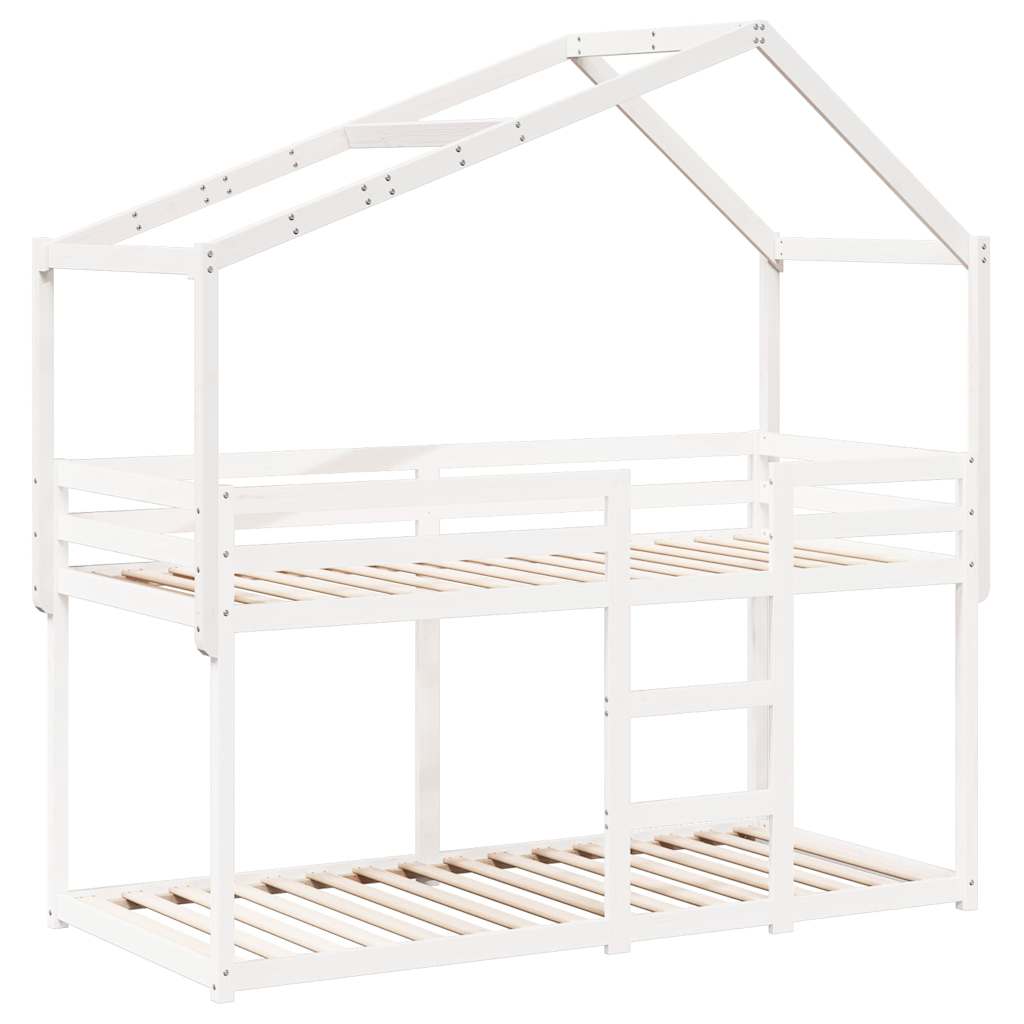 Techo De Cama Infantil Madera Maciza Blanco 203x95,5x142 Cm_2