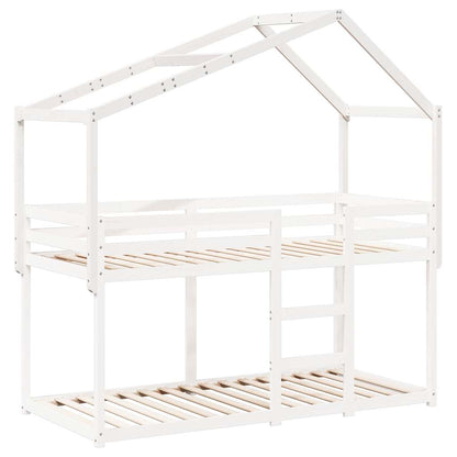 Techo De Cama Infantil Madera Maciza Blanco 203x95,5x142 Cm_2