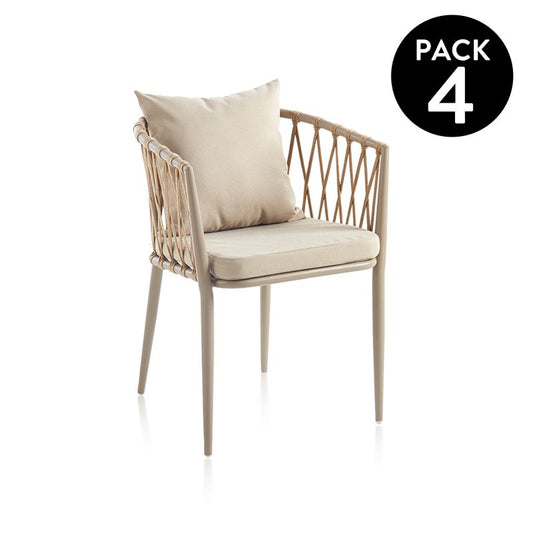 Pack 4 Sillas De Exterior Rina Metal, Arena, 60 X 76 X 56_0