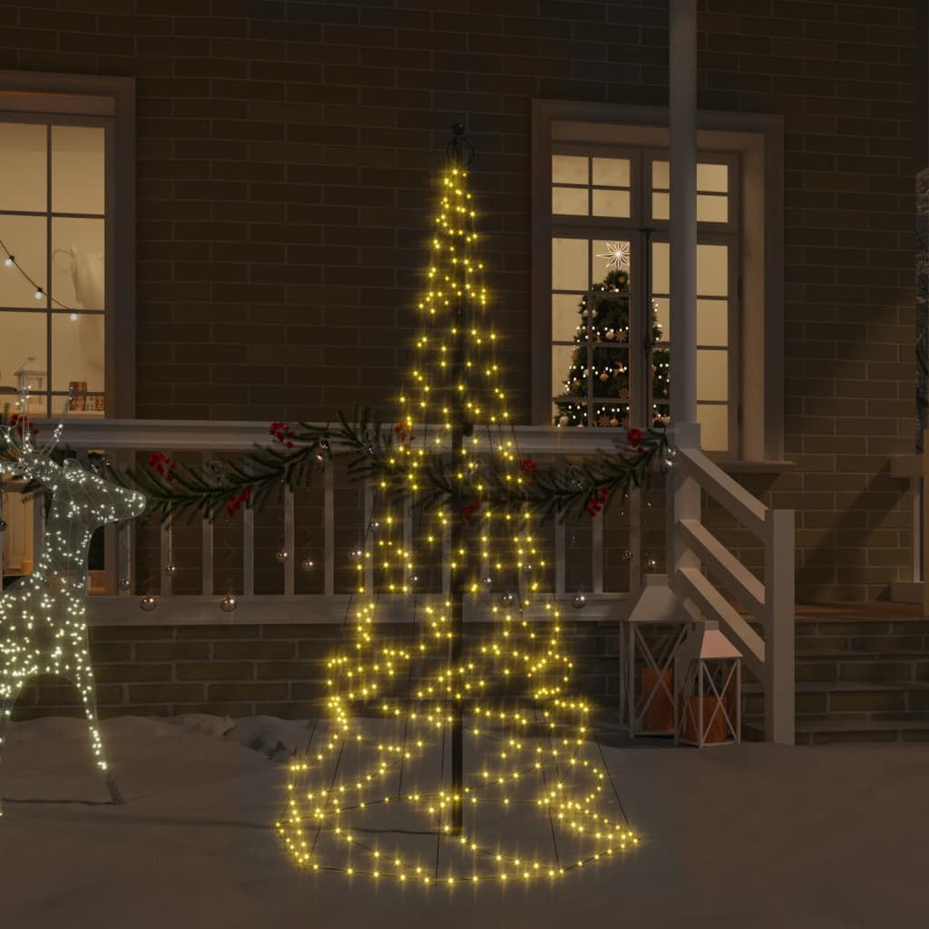 Vidaxl Árbol De Navidad En Asta De Bandera 200 Led Blanco Cálido 180cm_1