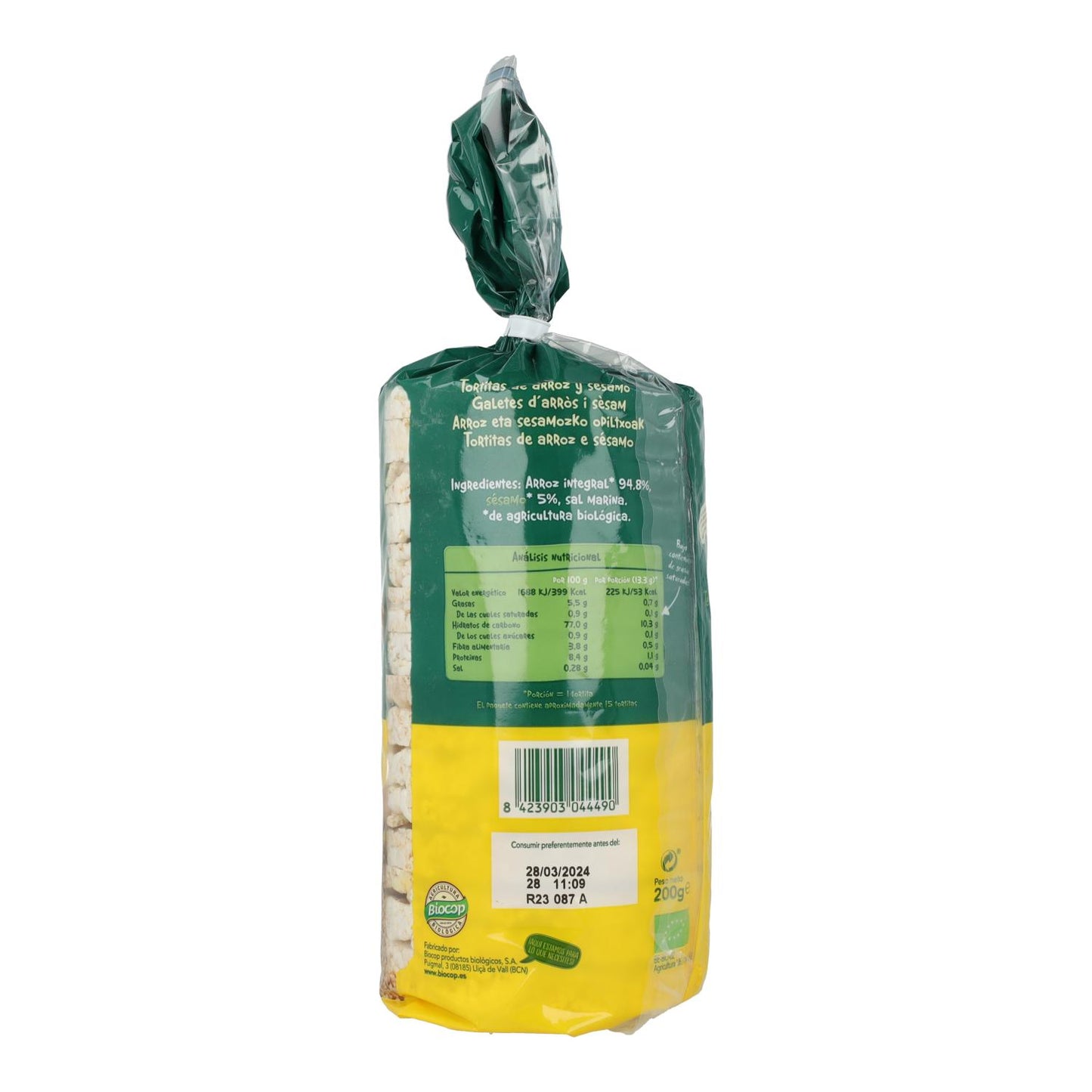 Panquecas de arroz com sementes de sésamo Biocop 200 g