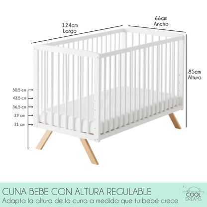 Cuna Colecho De Bebé Nuru Estilo Nórdico 120x60 Cm, Con Kit Colecho Y Colchón Morfeo_5