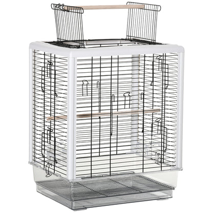 Pawhut Jaula Pájaros Con Techo Abrible 2 Comederos Bandeja Acrílica 47x35x57,5cm_0