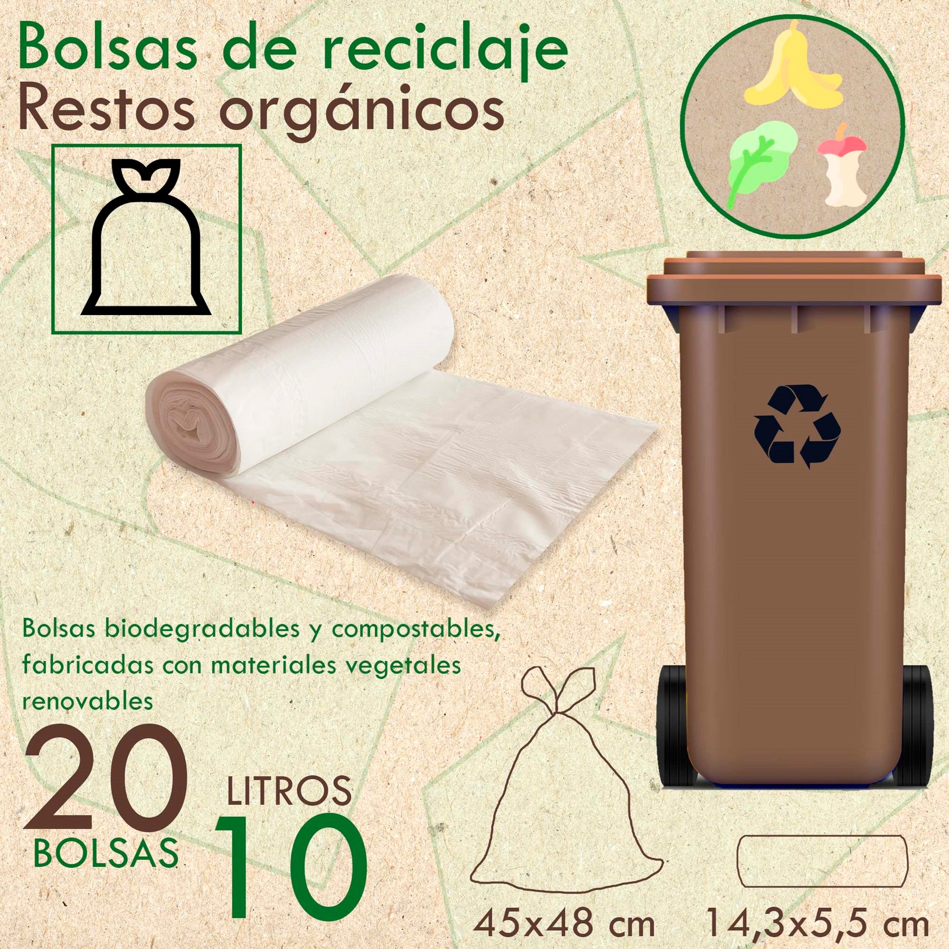 10 Rollos De 20 Bolsas De Basura Biodegradable Y Compostable 10 L_1