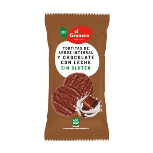 Bolinhos de arroz integral e chocolate de leite El Granero, 100g
