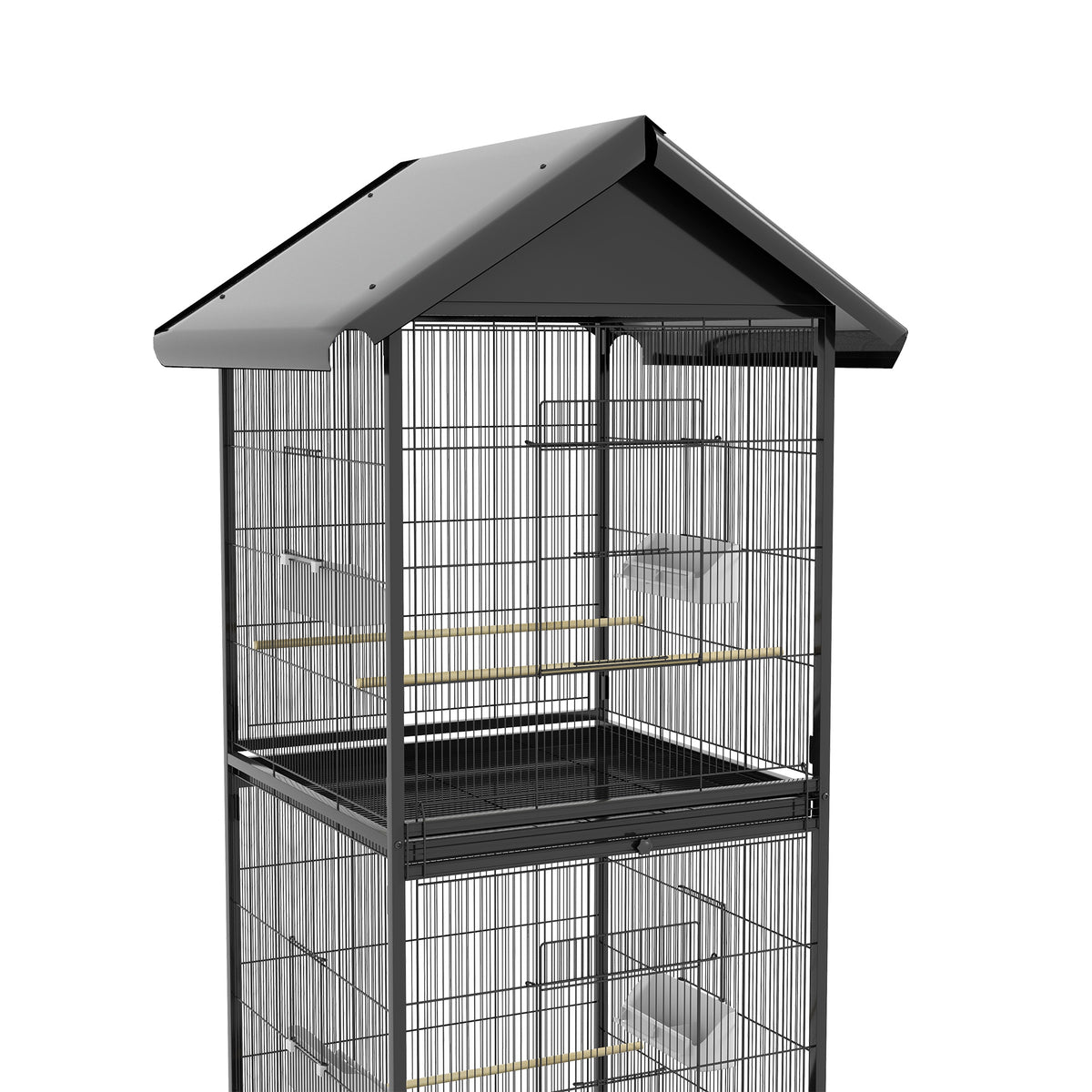 Pawhut Jaula Para Pájaros Grande De 2 Pisos 78x75x168 Cm Negro_3