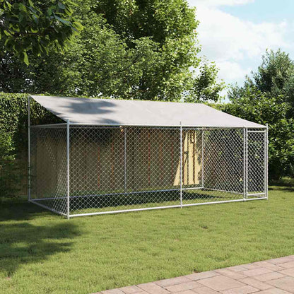 Jaula De Perros Techo Y Puerta Acero Galvanizado Gris 4x2x2 M_2
