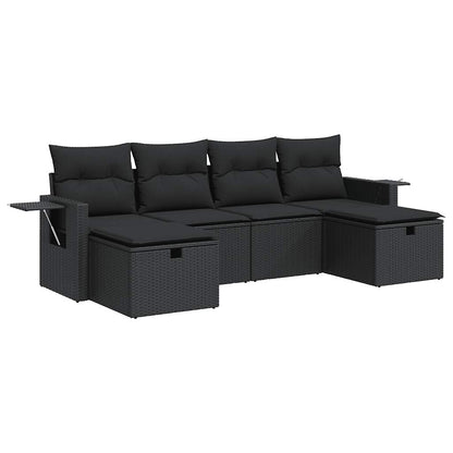 Set De Sofás De Jardín 6 Piezas Y Cojines Ratán Sintético Negro / Vetonek_4