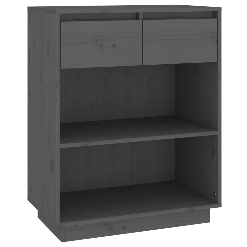 Mesa Consola De Madera Maciza De Pino Gris 60x34x75 Cm / Vetonek_4