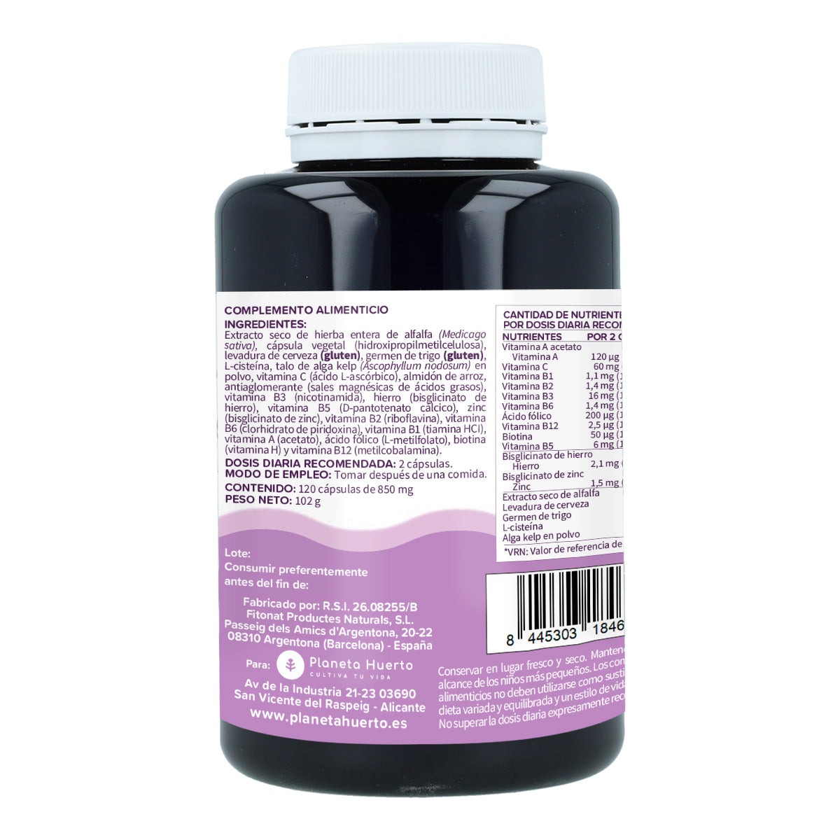 Pack de 3 Hair Booster para cabelo, pele e unhas, Planeta Huerto, 120 cápsulas