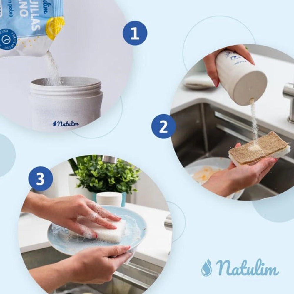 Polvo Lavavajillas a mano Pack (bote + refill) limón Natulim