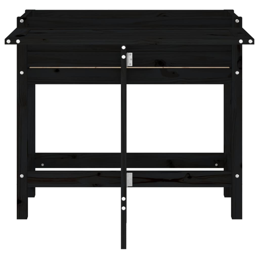 Jardinera Con Tapa Plegable Madera Maciza De Pino Negro_3