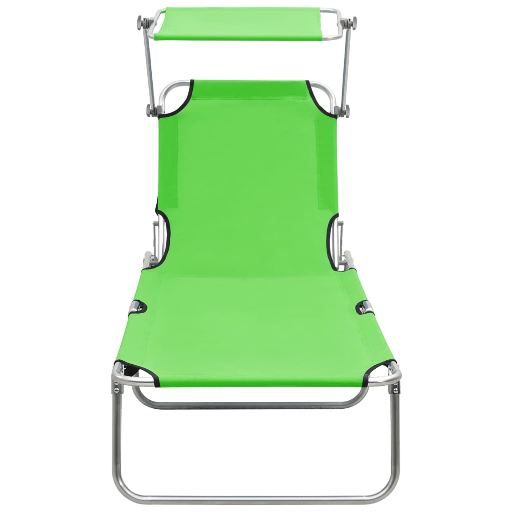 Tumbona Plegable Con Toldo Aluminio Verde_2