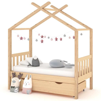Vidaxl Estructura De Cama Infantil Con Cajón Madera De Pino 70x140 Cm_1
