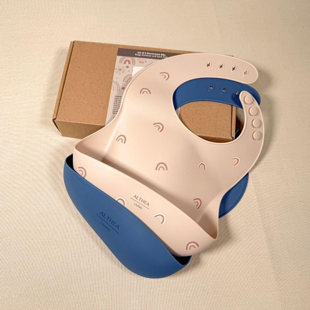 Baberos Impermeables - 2 Piezas - Beige / Azul Marino._3