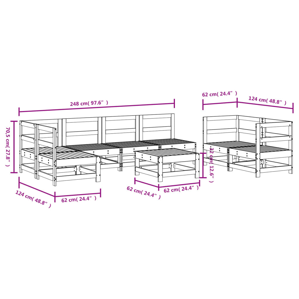 Vidaxl Juego De Muebles De Jardín 8 Pzas Madera Maciza Abeto Douglas_2