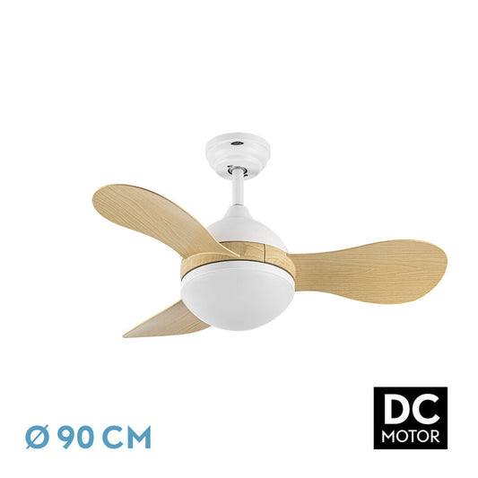 Ventilador Dc Solido 24w Blanco 3aspas Haya 91d 2640lm 3000-4000-6500k Remoto+memoria+temporizador_0
