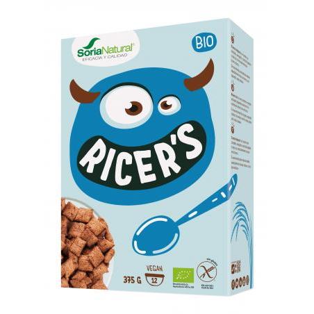 Pastilhas de arroz integral recheadas com creme de cacau Soria Natural 375 g