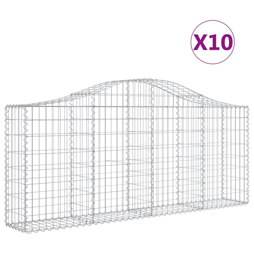 Cestas De Gaviones 10 Uds Forma De Arco Hierro 200x30x80/100 Cm_0