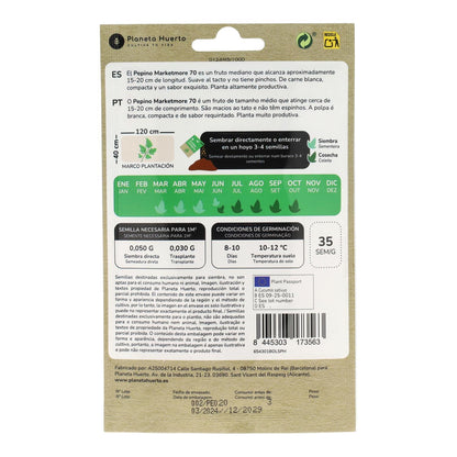 Sementes de pepino biológicas da Planeta Huerto