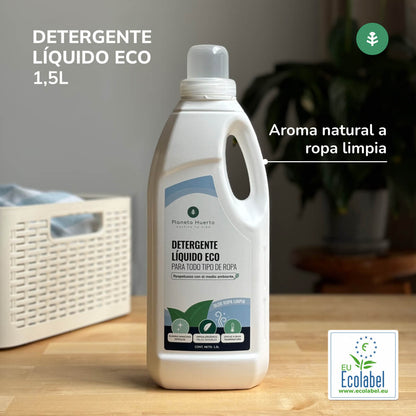Pack de 3 Detergentes Líquidos para Roupa ECO com aroma natural de roupa lavada, Planeta Huerto, 1,5 litros