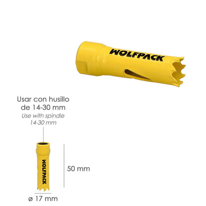 Corona Sierra Bimetal Ø 17 Mm. Templado Termico, Base Reforzada. Corona Madera, Broca Agujeros Madera, Acero, Hierro, Plasticos